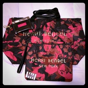 Henri Bendel Pink Floral Camo Tote and Wristlet